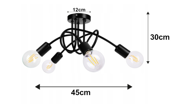 Lampa wisząca zawijana LOFT 4xE27