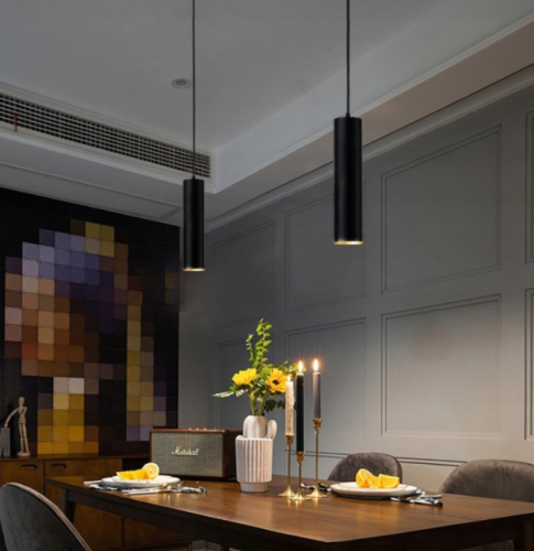 Lampa wisząca tuba LED GU10 czarna