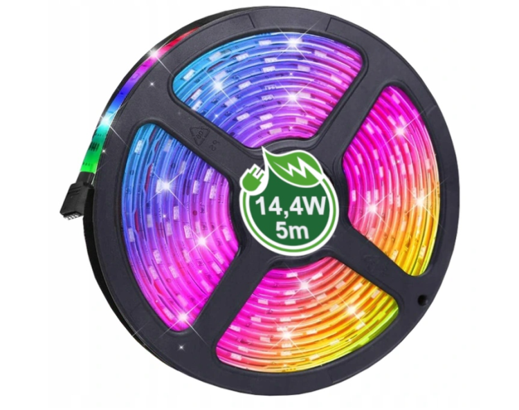 Taśma LED RGB 14,4W/m 12V 5m IP63 SMD5050 72W - Mocna wielokolorowa