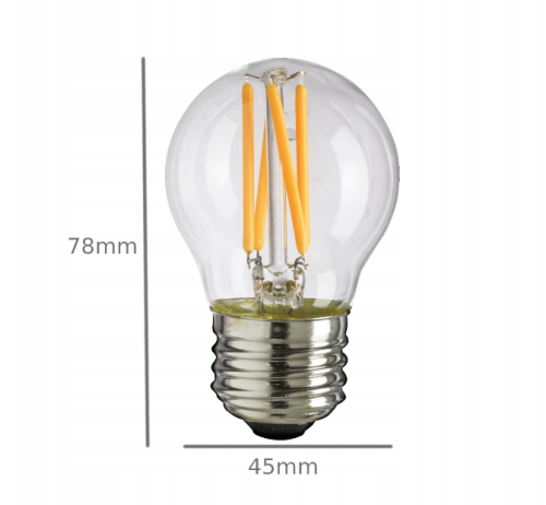 Żarówka LED E27 G45 6W filament - biała ciepła