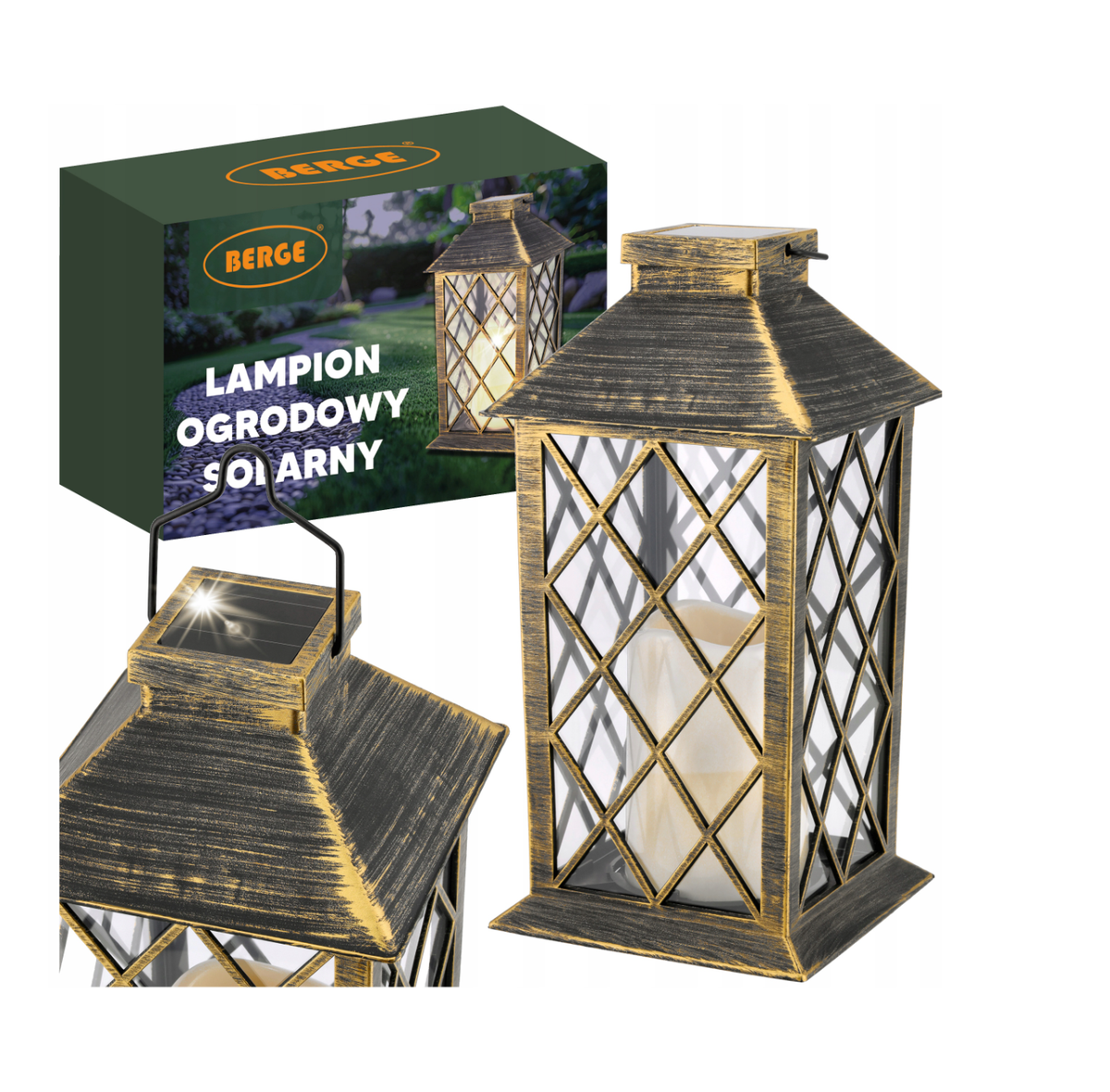Lampion ogrodowy solarny 2V - brązowy