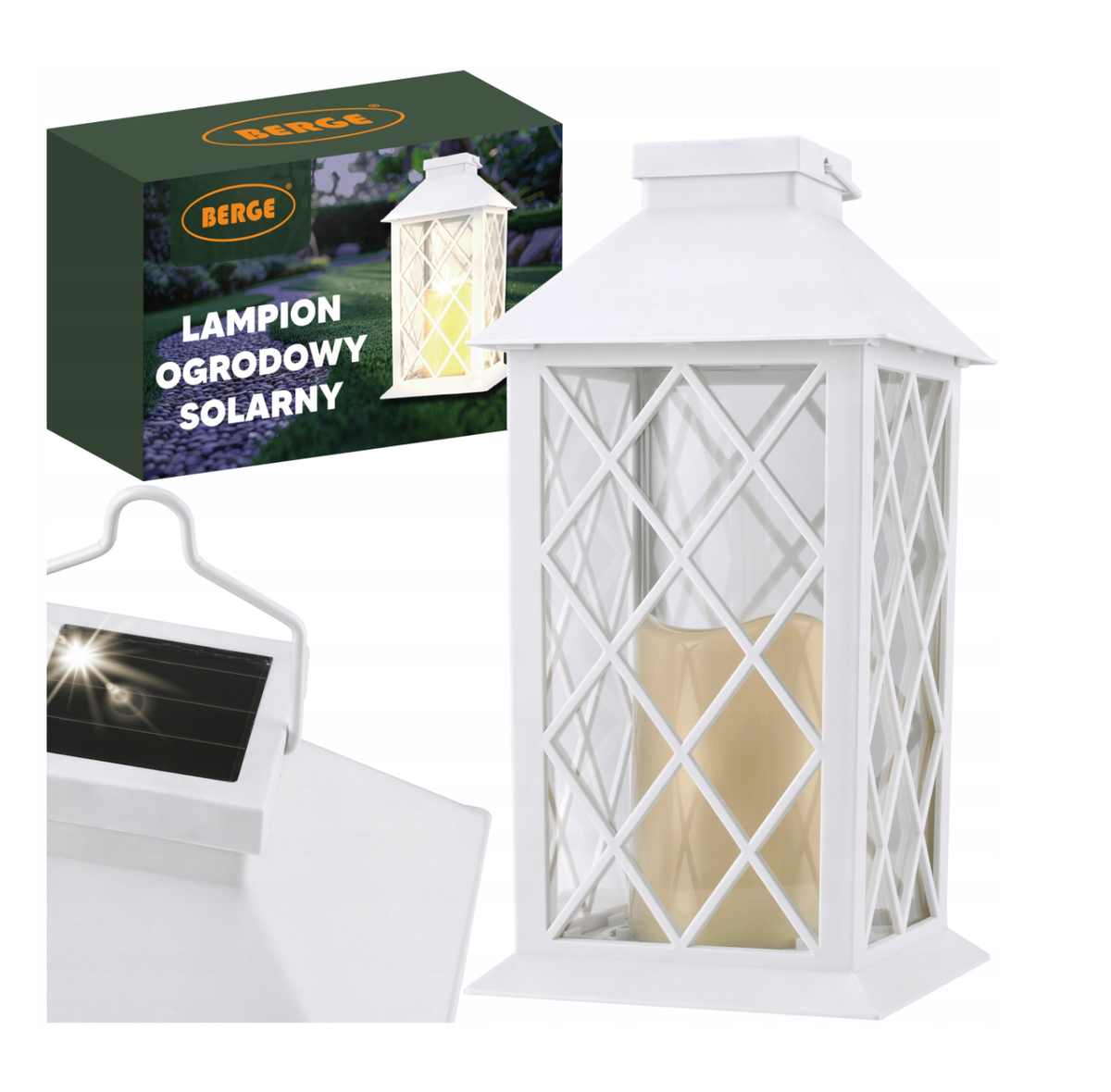 Lampion ogrodowy solarny 2V - biały