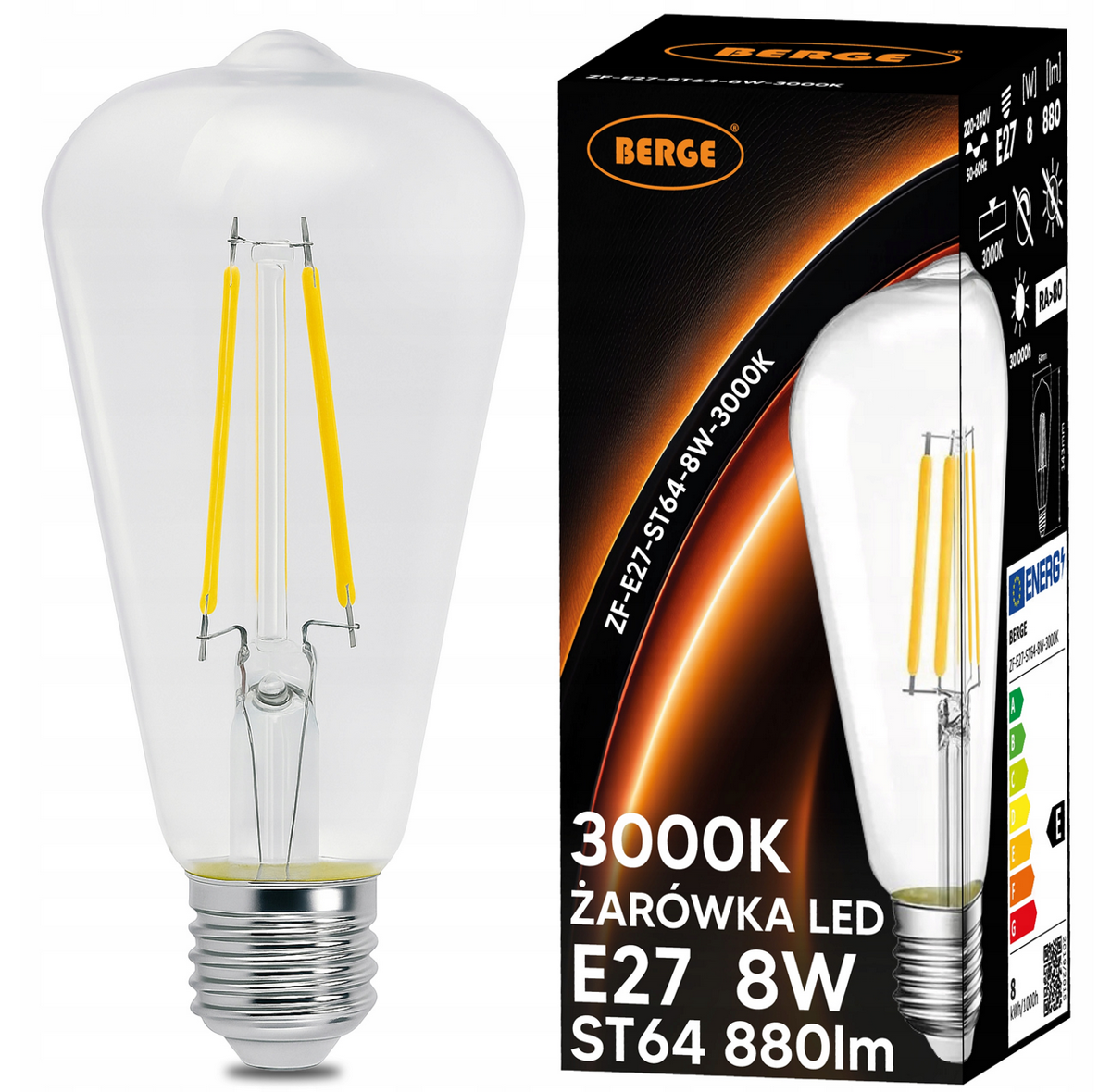 Żarówka LED Filament E27 - ST64 - 6W - barwa ciepła
